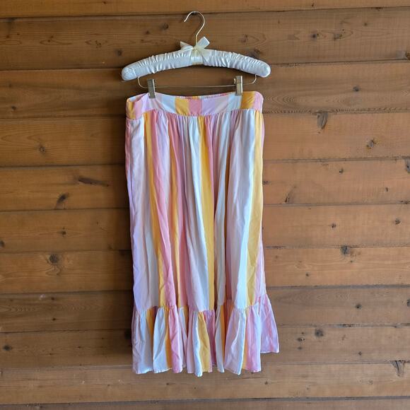 Modcloth x Collectif Katherine Peachy Stripe Skirt NWT US 12 X Pastel Cottage - Picture 2 of 6